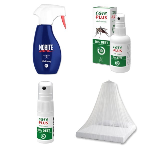 Care Plus 4er Set Moskitonetz, Kleidungsspray, Deet Spray  Care Plus 4er Set Moskitonetz, Kleidungsspray, Deet Spray